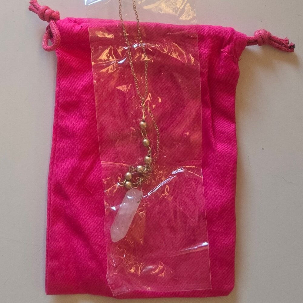 Natural Stone Necklace with Pouch NWT